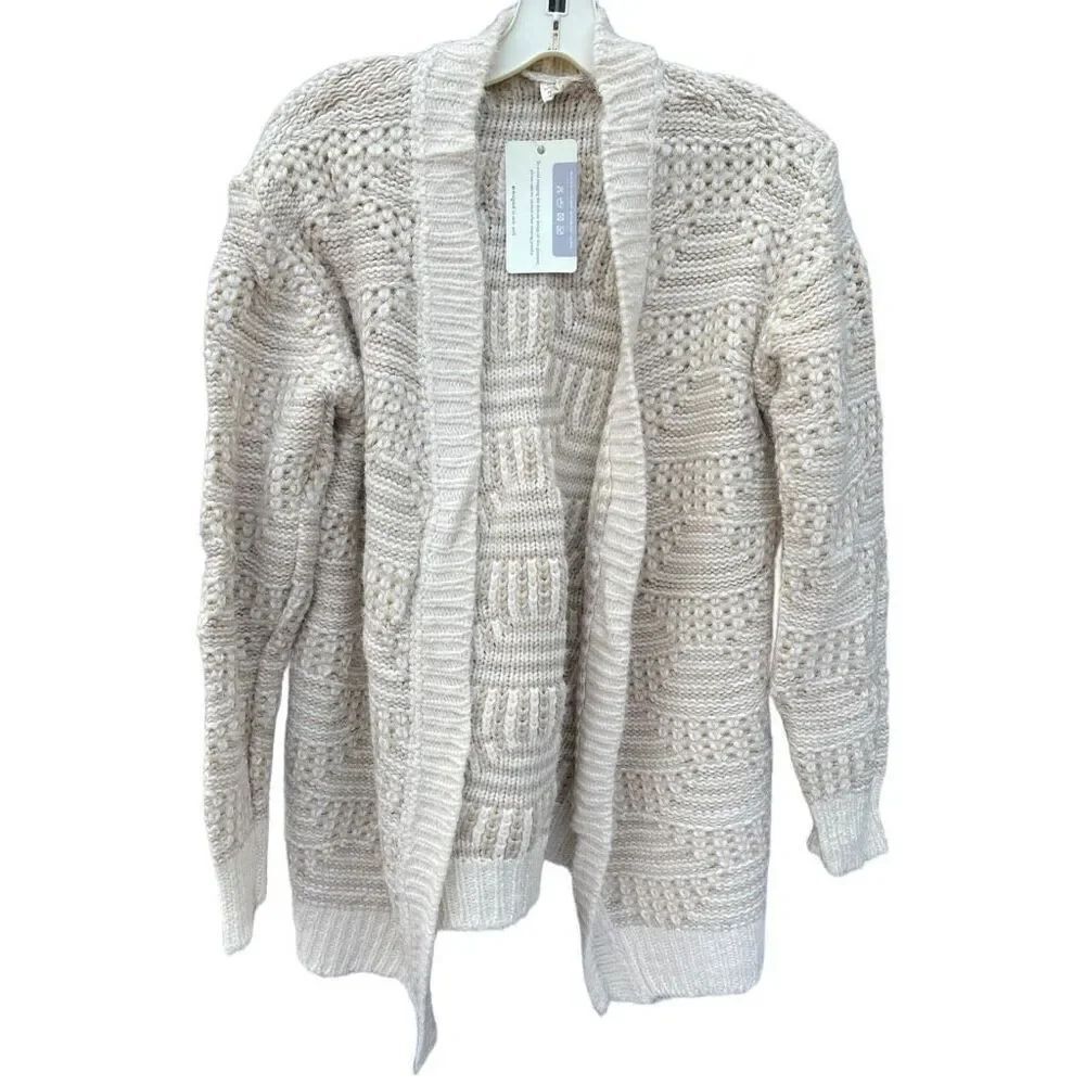 NWT Life is Beautiful size L/XL cream and oatmeal open front cardigan